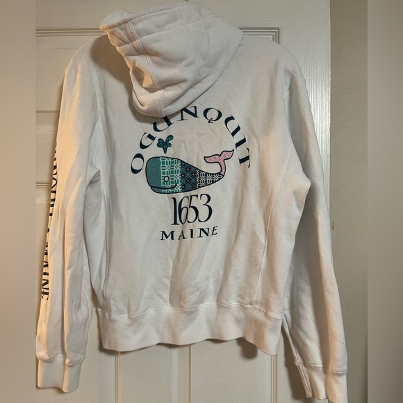 White Zip-Up Hoodie with Graphic Print - Picture 2 of 2